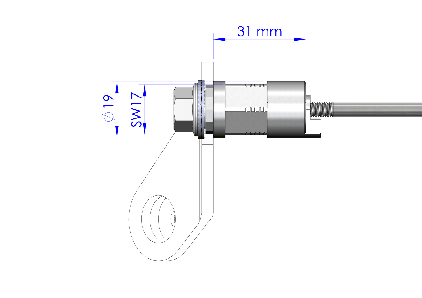 Schnellspannachse mit Polygonadapter | Klemmlänge 154mm - 165mm