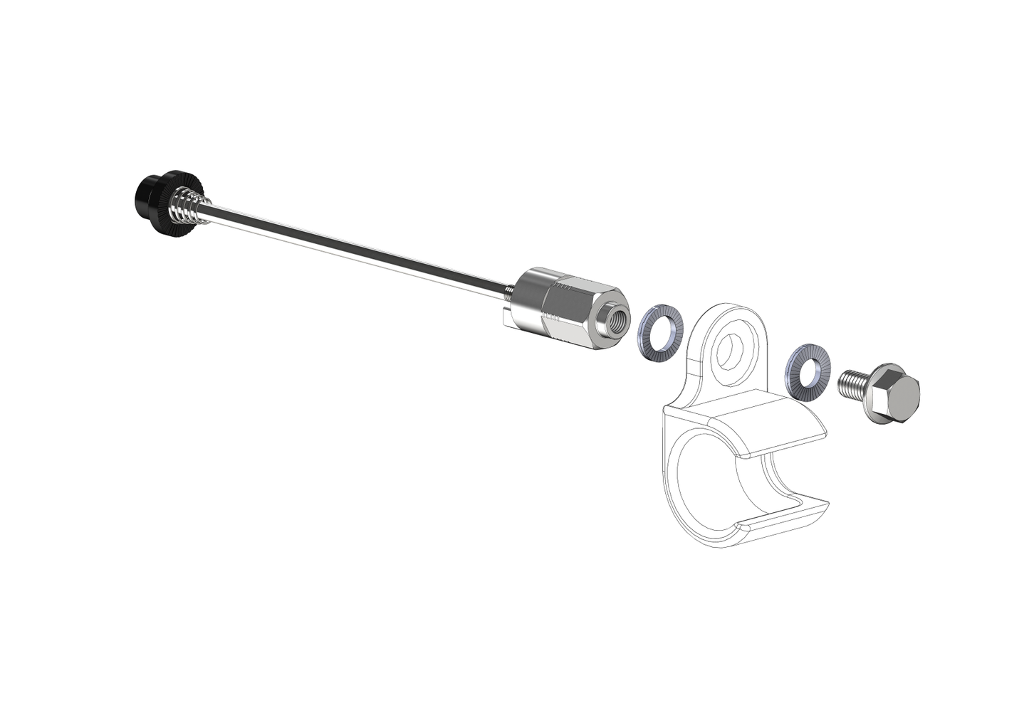 Schnellspannachse mit Adapter Universal | Klemmlänge 143mm - 153mm