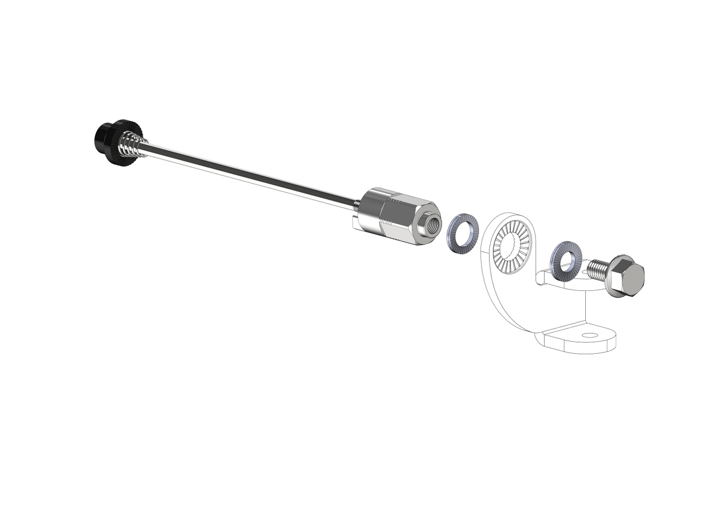 Schnellspannachse mit Adapter Universal | Klemmlänge 143mm - 153mm